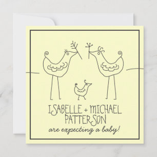 Funky Birds Modern Family Couples Baby shower Kaart