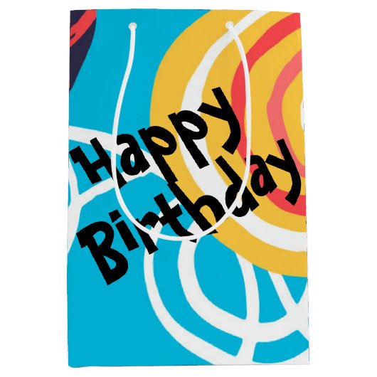 Funky Birthday Doodles Abstract Medium Cadeauzakje (Voorkant)