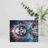 Funky bizarre gelukkige skelet vrouw Elysium Briefkaart (Staand voorkant)