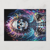 Funky bizarre gelukkige skelet vrouw Elysium Briefkaart (Voorkant)