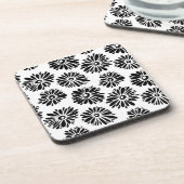 Funky Black and Floral white Bier Onderzetter (Linkerzijde)