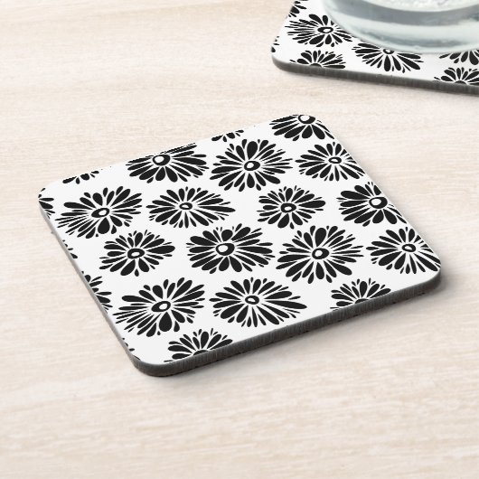 Funky Black and Floral white Bier Onderzetter (Linkerzijde)