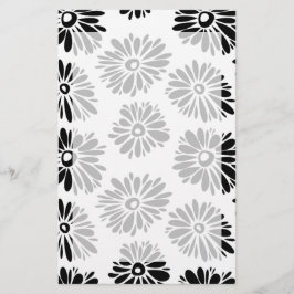 Funky Black and Floral white Briefpapier