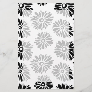Funky Black and Floral white Briefpapier