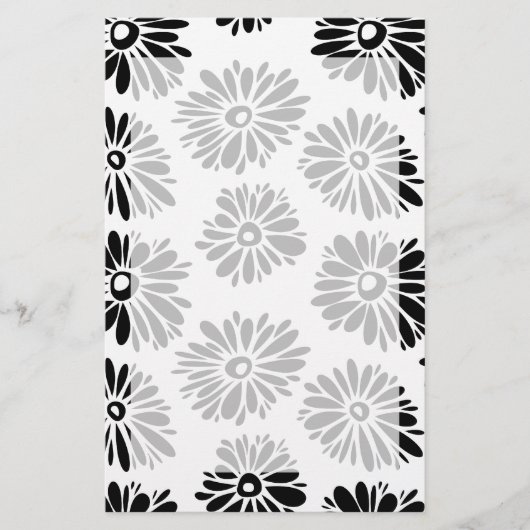 Funky Black and Floral white Briefpapier (Voorkant)