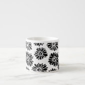 Funky Black and Floral white Espresso Kop (Voorkant)