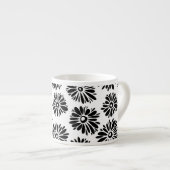 Funky Black and Floral white Espresso Kop (Voorkant rechts)
