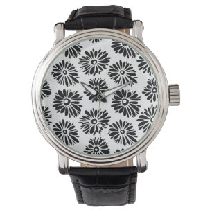 Funky Black and Floral white Horloge