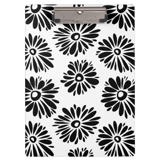 Funky Black and Floral white Klembord (Voorkant)