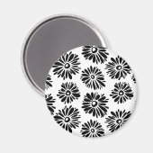 Funky Black and Floral white Magneet (Voorkant / Achterkant)