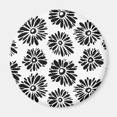 Funky Black and Floral white Magneet (Voorkant)