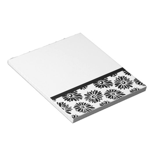 Funky Black and Floral white Notitieblok (Schuin)