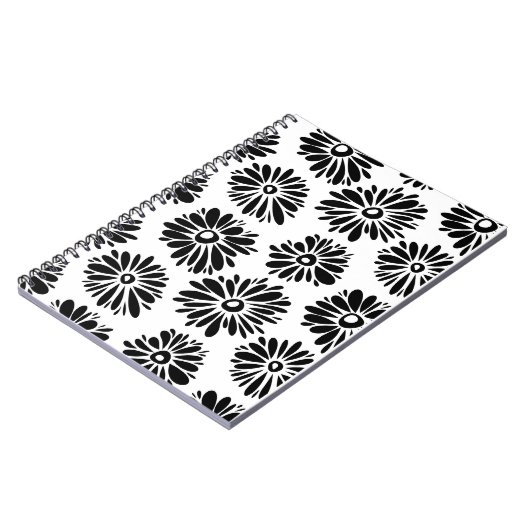 Funky Black and Floral white Notitieboek (Linkerzijde)