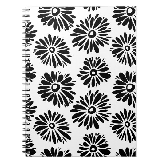 Funky Black and Floral white Notitieboek (Voorkant)