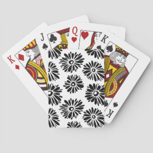 Funky Black and Floral white Pokerkaarten