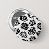 Funky Black and Floral white Ronde Button 5,7 Cm (Voorkant /achterkant)