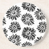Funky Black and Floral white Zandsteen Onderzetter (Voorkant)