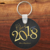Funky Black and Gold Class of 2018 Afstuderen Sleutelhanger (Voorkant)
