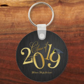 Funky Black and Gold Class of 2019 Afstuderen Sleutelhanger (Voorkant)