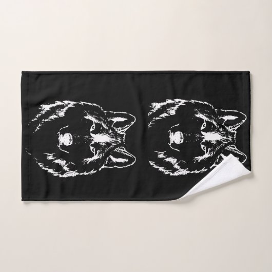 Funky Black and White Wolf Face Head Sketch Bad Handdoek (Handdoek)