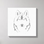 Funky Black and White Wolf Face Head Sketch Canvas Afdruk (Voorkant)