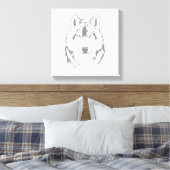 Funky Black and White Wolf Face Head Sketch Canvas Afdruk (Insitu (Slaapkamer))