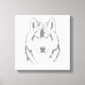 Funky Black and White Wolf Face Head Sketch Canvas Afdruk (Voorkant)