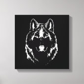 Funky Black and White Wolf Face Head Sketch Canvas Afdruk (Voorkant)