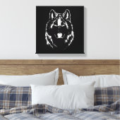 Funky Black and White Wolf Face Head Sketch Canvas Afdruk (Insitu (Slaapkamer))