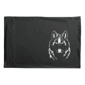 Funky Black and White Wolf Face Head Sketch Kussensloop (Achterkant)