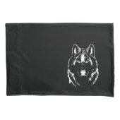 Funky Black and White Wolf Face Head Sketch Kussensloop (Voorkant)