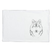 Funky Black and White Wolf Face Head Sketch Kussensloop (Achterkant)