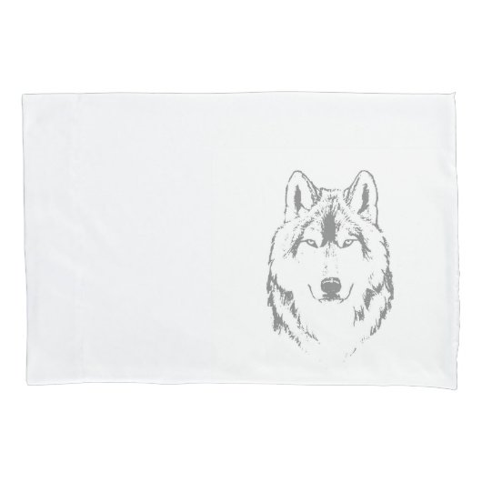 Funky Black and White Wolf Face Head Sketch Kussensloop (Voorkant)