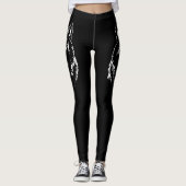 Funky Black and White Wolf Face Head Sketch Leggings (Voorkant)