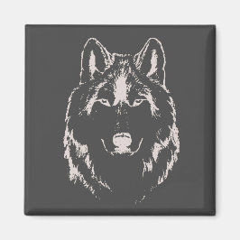 Funky Black and White Wolf Face Head Sketch Magneet
