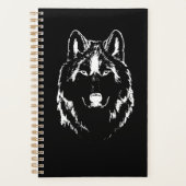 Funky Black and White Wolf Face Head Sketch Planner (Voorkant)