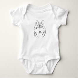 Funky Black and White Wolf Face Head Sketch Romper