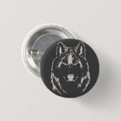 Funky Black and White Wolf Face Head Sketch Ronde Button 3,2 Cm (Voorkant /achterkant)