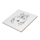 Funky Black and White Wolf Face Head Sketch Tegeltje (Zijkant)