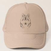 Funky Black and White Wolf Face Head Sketch Trucker Pet (Voorkant)