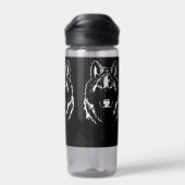 Funky Black and White Wolf Face Head Sketch Waterfles (Achterkant)
