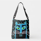 Funky Black Cat Canvas tas (Voorkant)