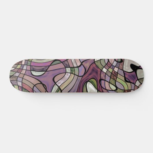 Funky Black Grey Green Paars Violet Wave Art Persoonlijk Skateboard (Horizontaal)
