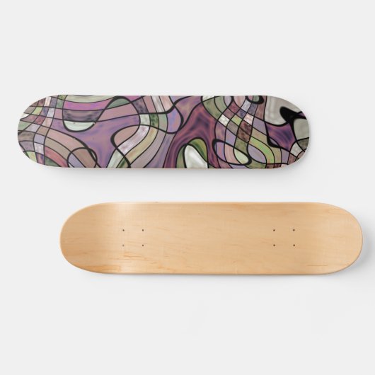 Funky Black Grey Green Paars Violet Wave Art Persoonlijk Skateboard (Horizontaal)