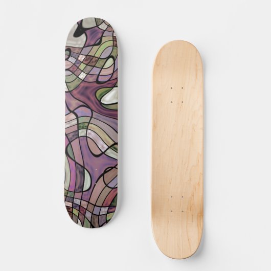 Funky Black Grey Green Paars Violet Wave Art Persoonlijk Skateboard (Voorkant)
