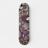Funky Black Grey Green Paars Violet Wave Art Persoonlijk Skateboard (Voorkant)