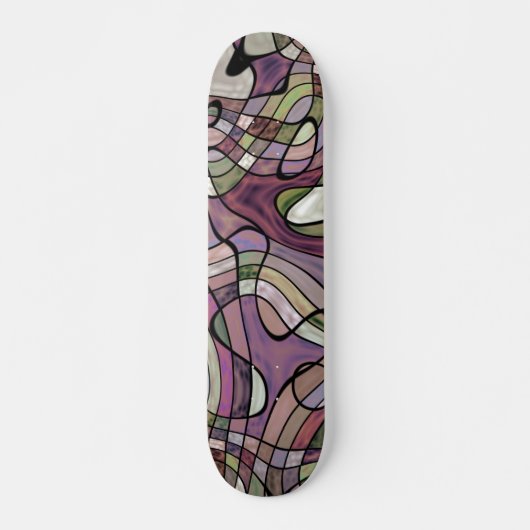 Funky Black Grey Green Paars Violet Wave Art Persoonlijk Skateboard (Voorkant)