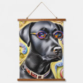Funky Black Labrador Hangend Wandkleed (Voorkant)