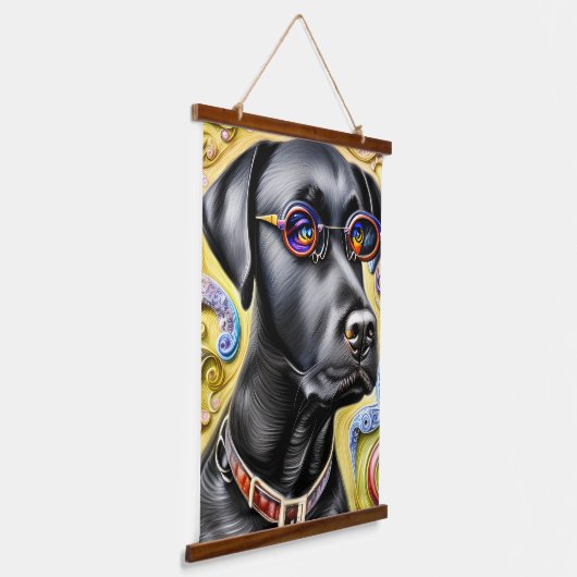 Funky Black Labrador Hangend Wandkleed (Gebogen)