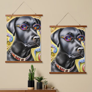Funky Black Labrador Hangend Wandkleed